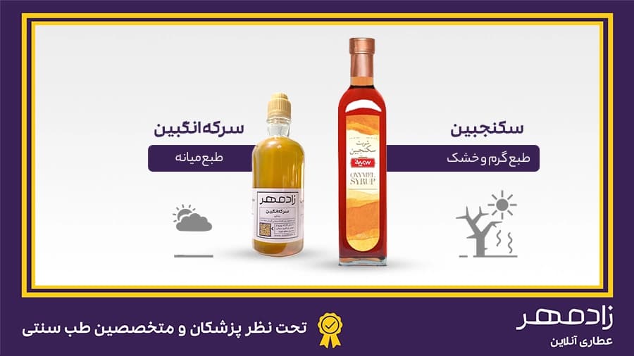 The difference between the temperament of Saqanjbin and Angbin vinegar - تفاوت مزاج سکنجبین و سرکه انگبین